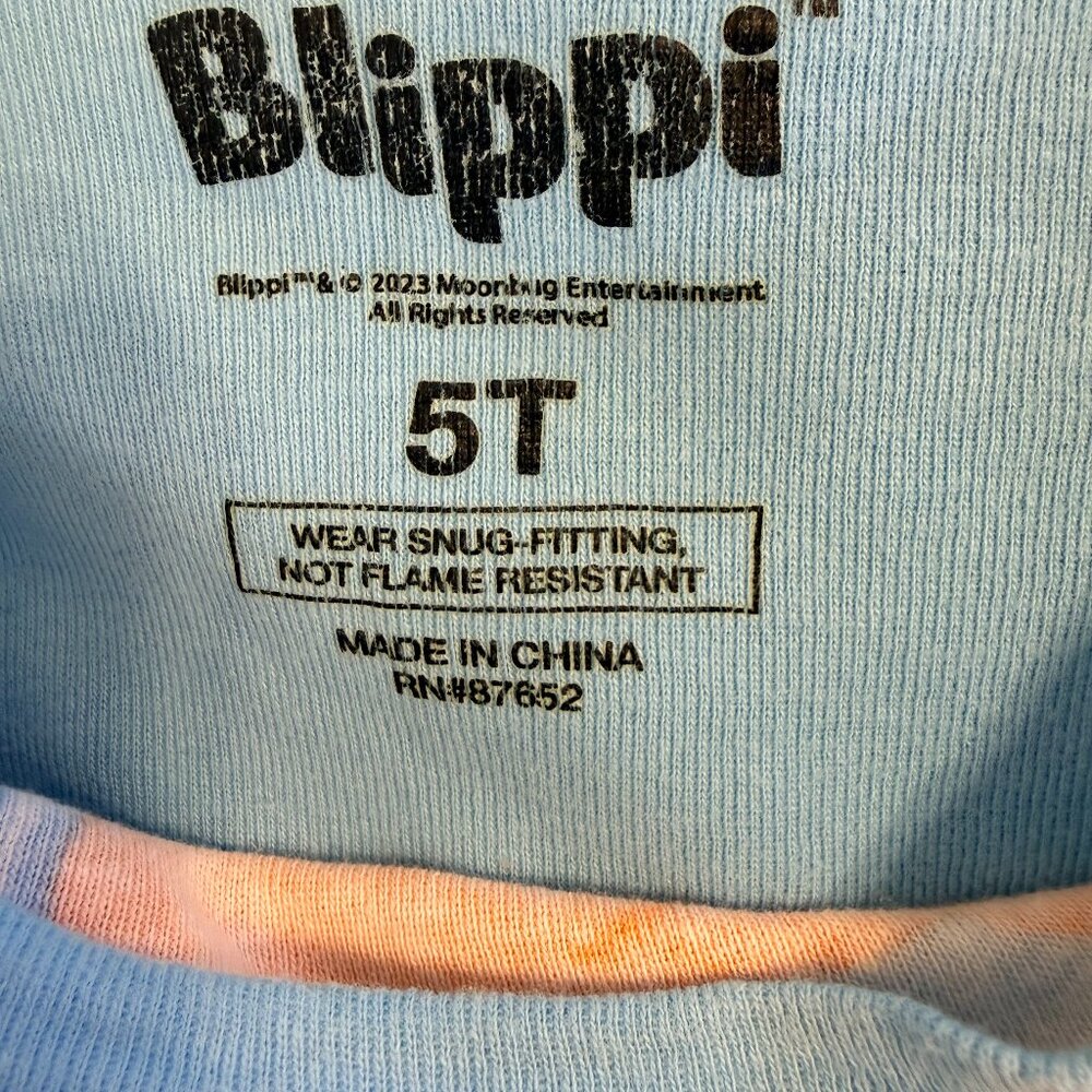 Blippi Orange & Blue Logo Suspenders Cotton Blend Short Sleeve T-Shirt  Size 5T - Picture 2 of 4